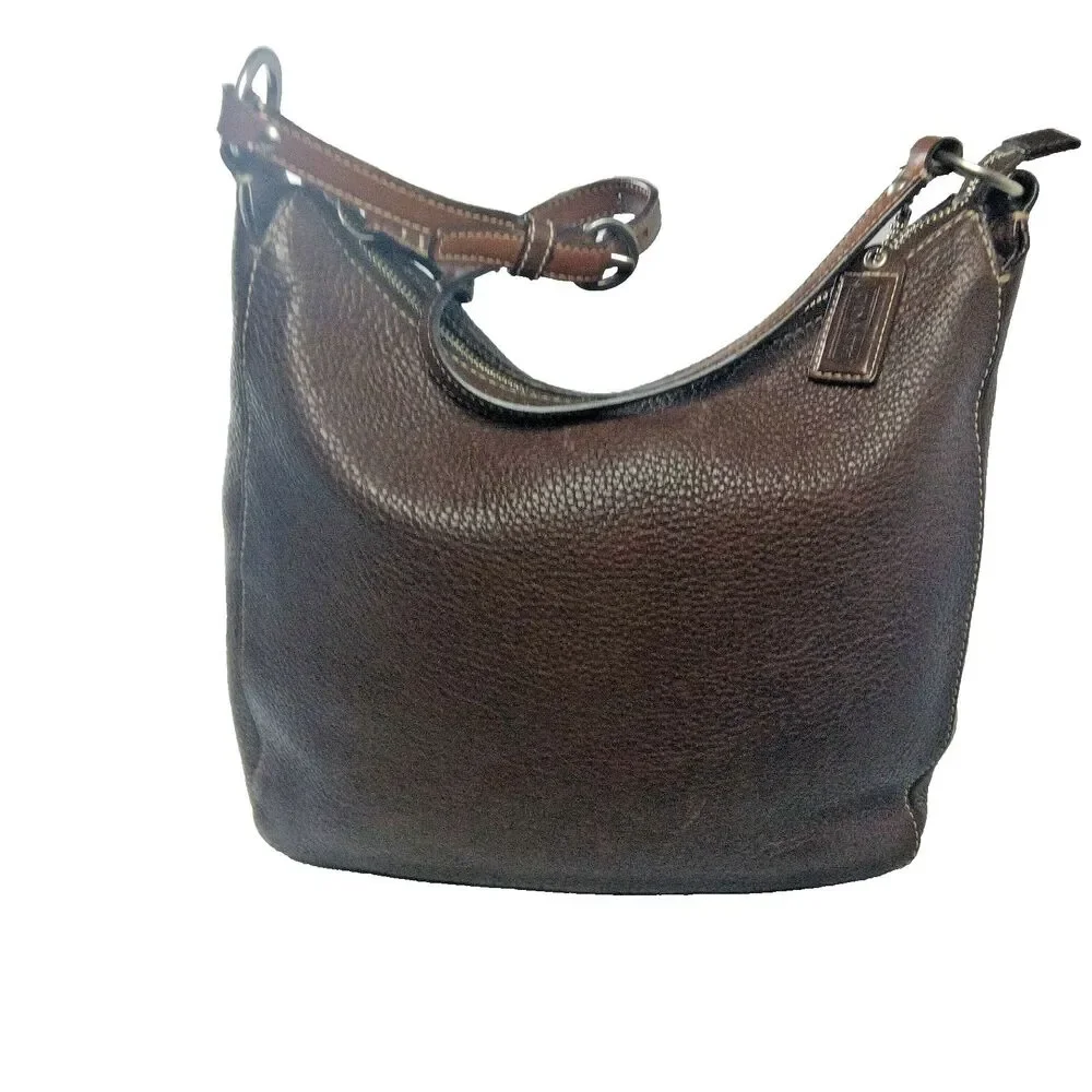 Vintage Coach Chelsea Shoulder Bag F10891 Brown Pebbled Leather Handbag Y2K